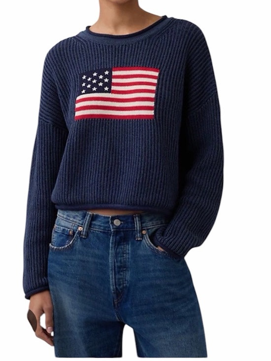 GAP Sweaters - GAP | 100% Cotton Oversized Crop Americana Sweater Size Small